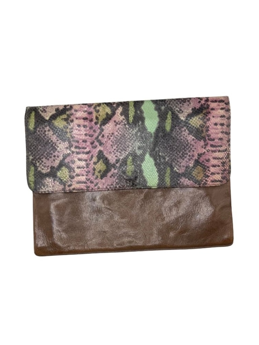 Vintage Foleys Foldover Snake Print Clutch